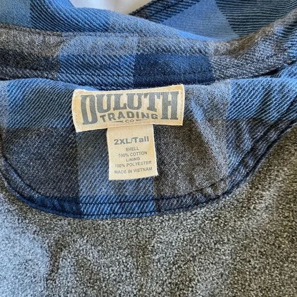 Blue and Gray Plaid Men's Jacket with fleece lining. - Picture 4 of 4